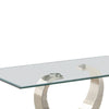 Floating Glass Top Coffee Table with Metal Support Clear and Silver By Casagear Home BM219590