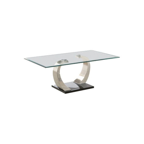 Floating Coffee Table | Tempered Glass Top | Metal Support | Clear & Silver