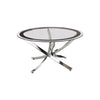 Round Coffee Table | Tempered Glass Top | Metal Legs | Silver & Clear