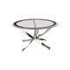 Round Coffee Table | Tempered Glass Top | Metal Legs | Silver & Clear