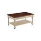 Wooden Frame Coffee Table with Turned Legs, Brown and Antique White By Casagear Home