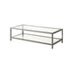 Coffee Table | Glass Top | Metal Frame | Open Shelf | Silver