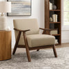 Accent Chair | Fabric Upholstered | Curved Armrests | Light Brown