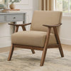 Accent Chair | Fabric Upholstered | Curved Armrests | Light Brown