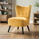 Armless Accent Chair | Upholstered | Flared Back | Button Tufting | Yellow