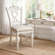 Victorian Style Writing Desk Chair with Engraved Backrest, Antique White