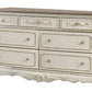 7 Drawer Dresser with Floral Motif Carving Details Antique White and Brown By Casagear Home BM219790