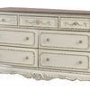 7 Drawer Dresser with Floral Motif Carving Details Antique White and Brown By Casagear Home BM219790