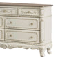 7 Drawer Dresser with Floral Motif Carving Details Antique White and Brown By Casagear Home BM219790