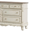 7 Drawer Dresser with Floral Motif Carving Details Antique White and Brown By Casagear Home BM219790