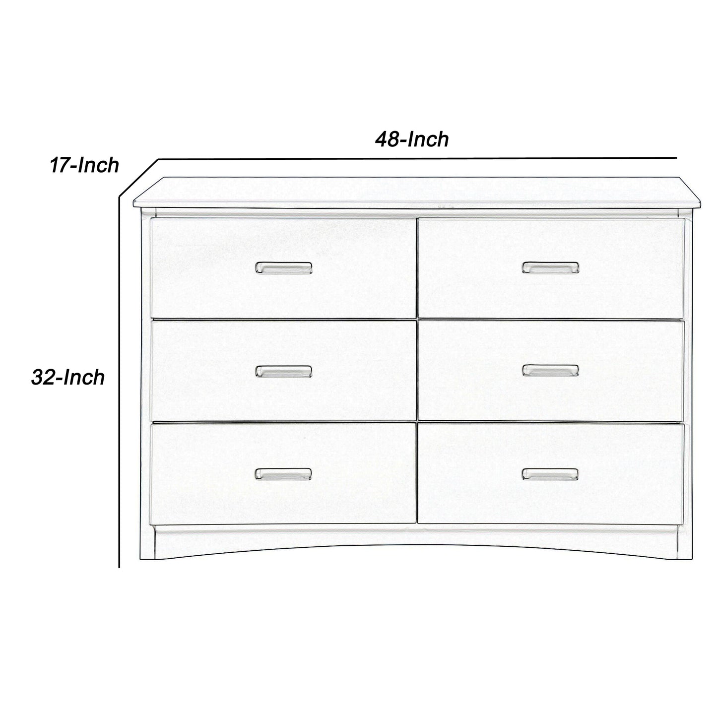 32’’ Wooden Dresser with 6 Drawers and Recessed Handles Gray By Casagear Home BM219868