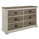 Wood Dresser | 6 Drawer | Hanging Pull Handles | White & Weathered Gray