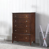 5 Drawer Wooden Chest with Chamfered Legs Dark Brown By Casagear Home BM219886