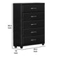 46.5 5-Drawer Leatherette Chest with Bar Handles Black By Casagear Home BM219899