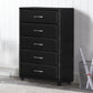 46.5" 5-Drawer Leatherette Chest with Bar Handles, Black By Casagear Home