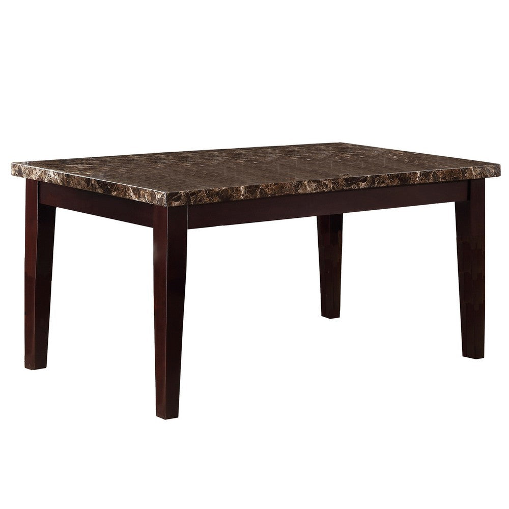 Dining Table | Rectangular Faux Marble Top | Espresso Brown BM219901