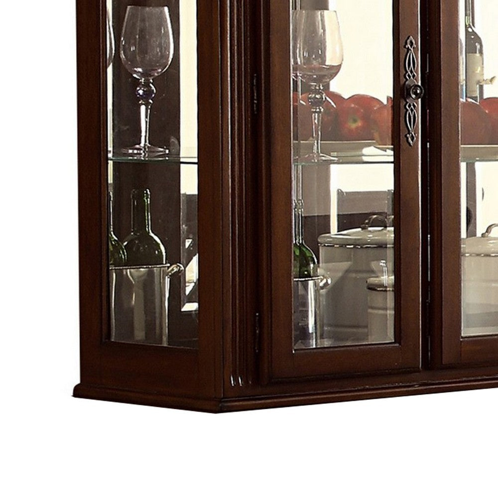 Wooden Buffet with Hutch and Molded Trim Details Dark Brown By Casagear Home BM219907