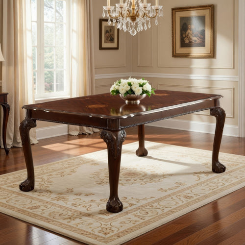 Extendable Dining Table | Wood | Leaf | Cabriole Legs | Dark Brown