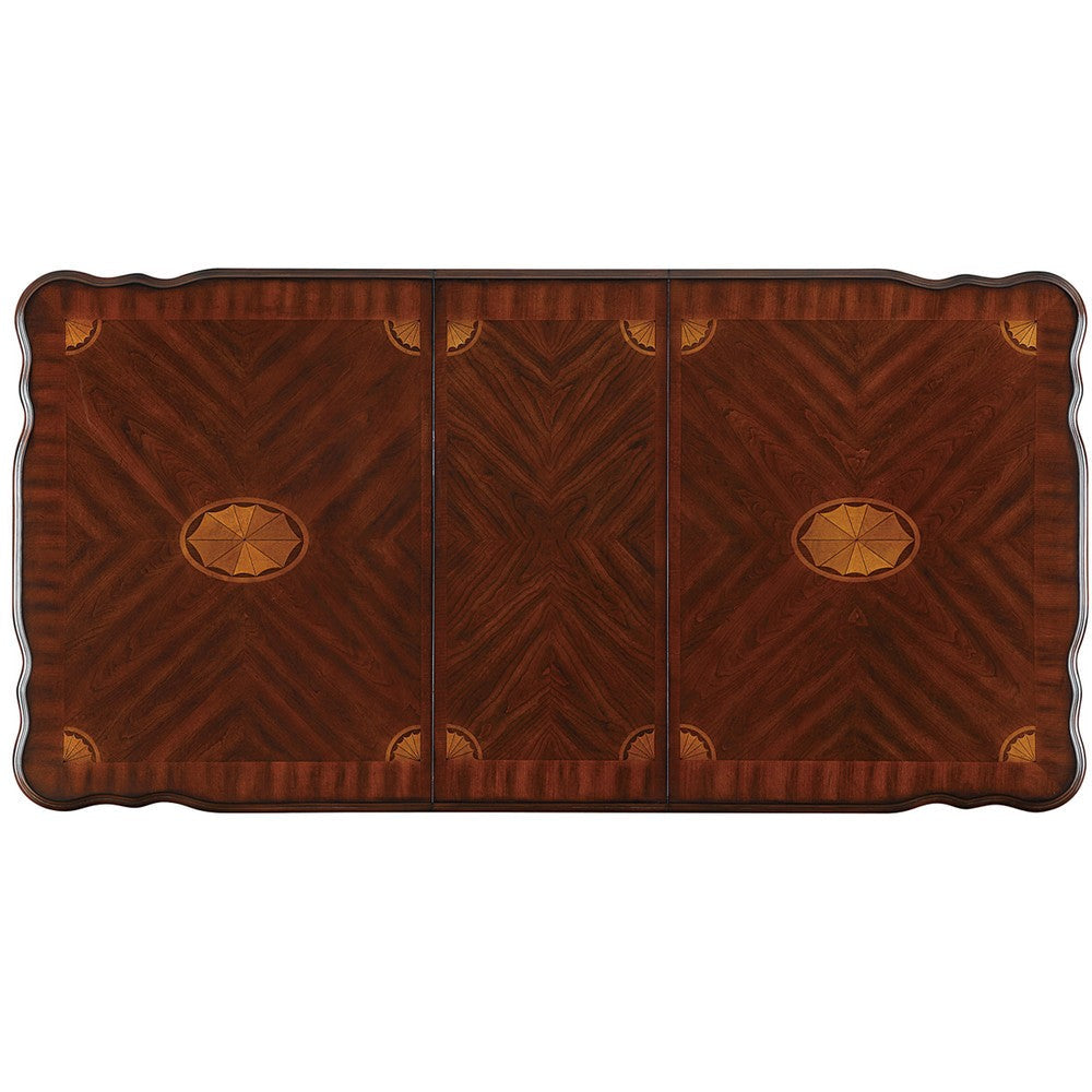 Extendable Dining Table | Wood | Leaf | Cabriole Legs | Dark Brown BM219908