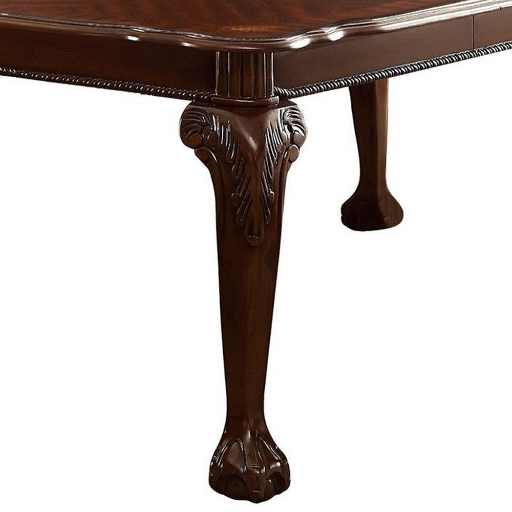 Extendable Dining Table | Wood | Leaf | Cabriole Legs | Dark Brown BM219908