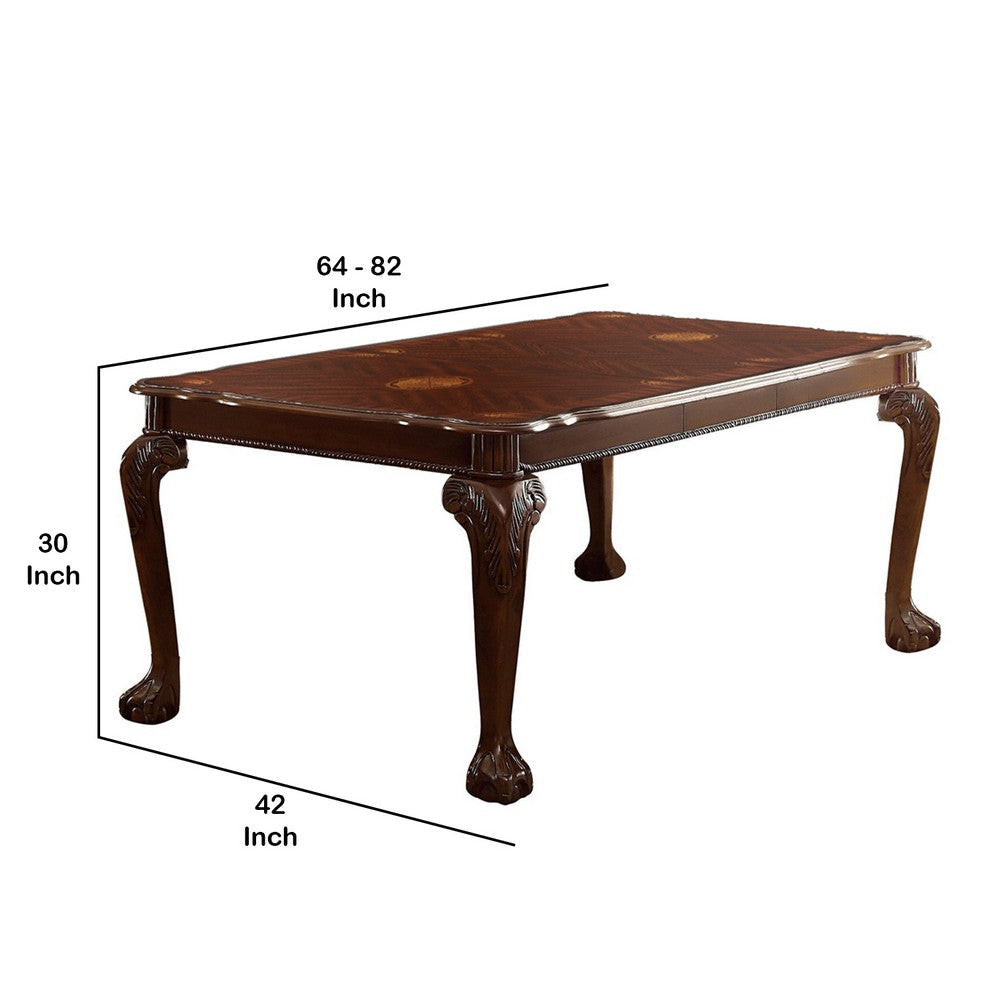 Extendable Dining Table | Wood | Leaf | Cabriole Legs | Dark Brown BM219908