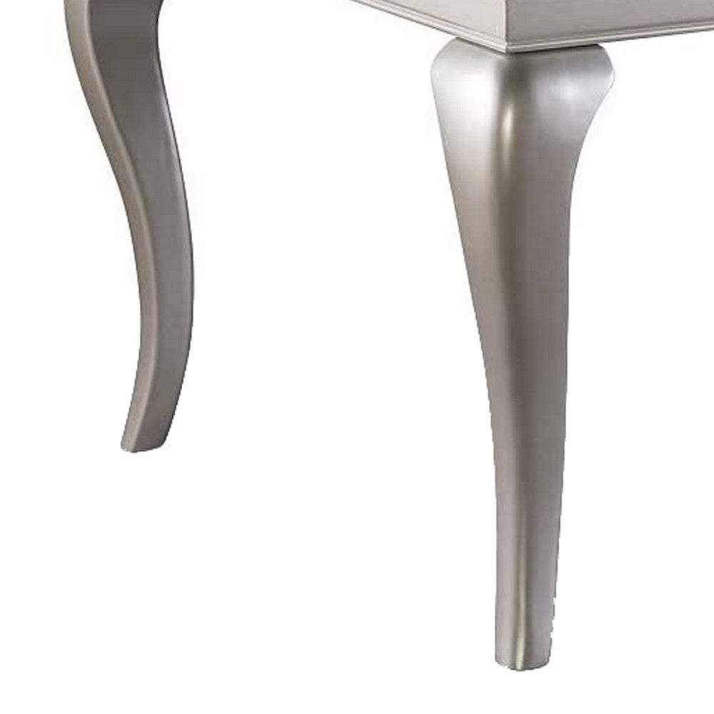 Rectangular Molded Wooden Dining Table with Cabriole Legs, Silver