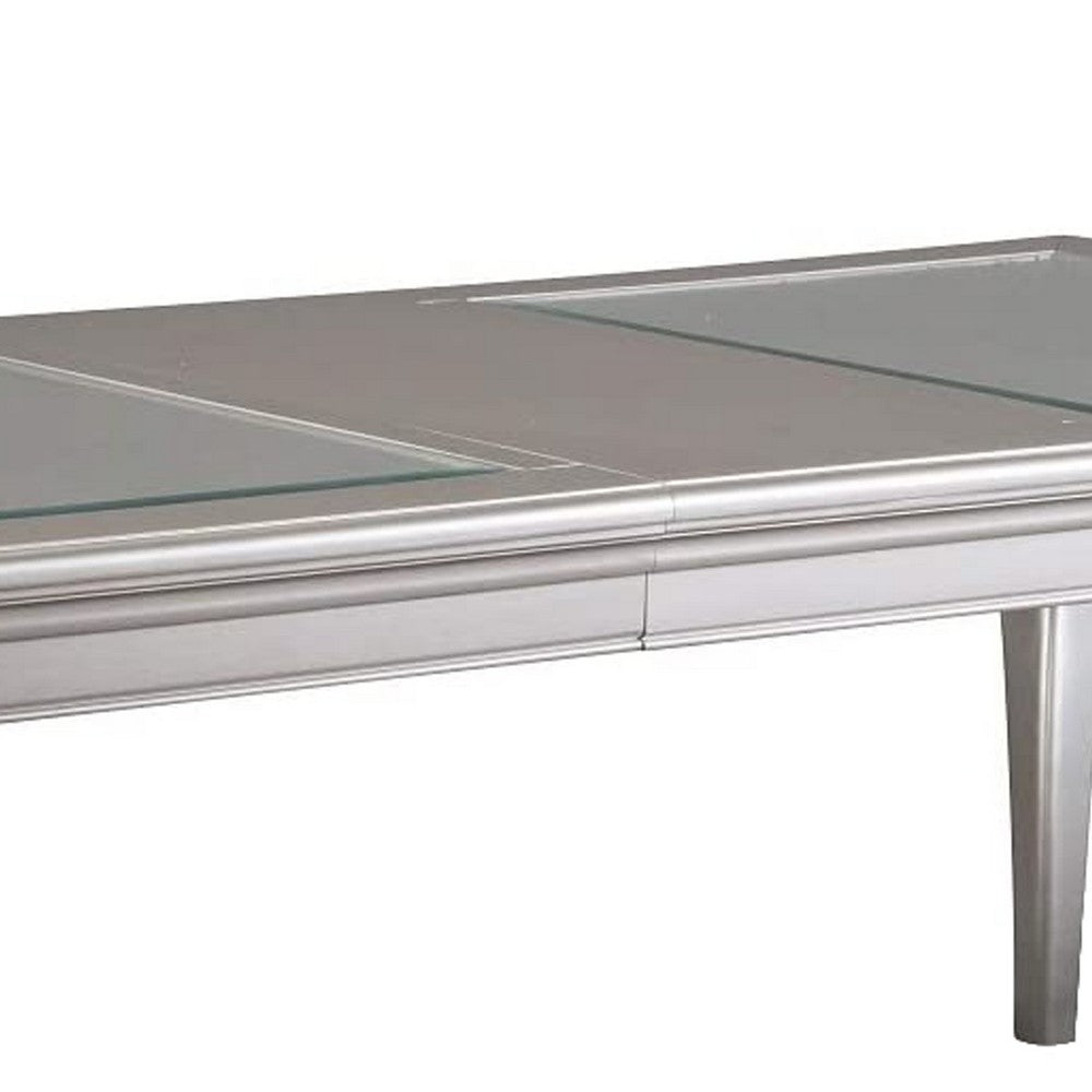 Rectangular Molded Wooden Dining Table with Cabriole Legs, Silver