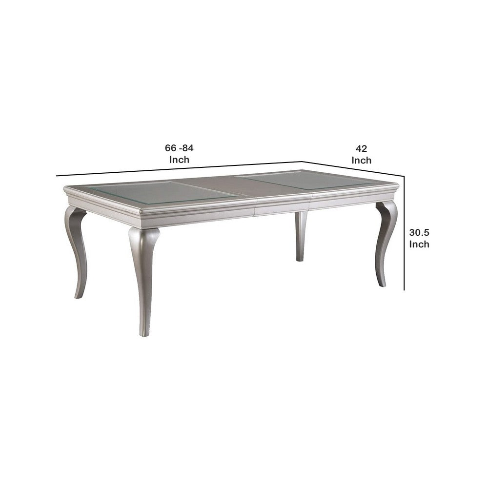 Rectangular Molded Wooden Dining Table with Cabriole Legs, Silver
