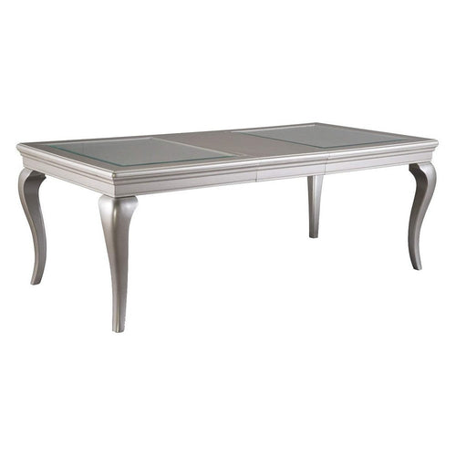 Rectangular Molded Wooden Dining Table with Cabriole Legs, Silver