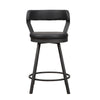 Leatherette Counter Height Chair with Metal Slanted Legs,Set of 2,Dark Gray, Black By Casagear Home