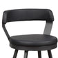 Leatherette Counter Height Chair with Metal Slanted Legs,Set of 2,Dark Gray, Black By Casagear Home