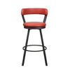 Leatherette Pub Chair with Curved Design Open Backrest, Set of 2, Red