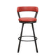 Leatherette Pub Chair with Curved Design Open Backrest, Set of 2, Red