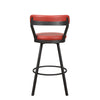Leatherette Pub Chair with Curved Design Open Backrest, Set of 2, Red