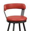 Leatherette Pub Chair with Curved Design Open Backrest, Set of 2, Red
