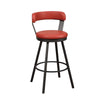Leatherette Pub Chair with Curved Design Open Backrest, Set of 2, Red