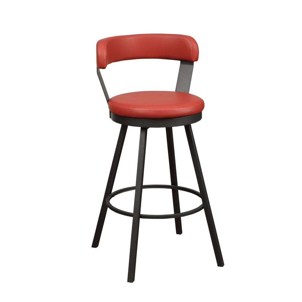 25’’ Leatherette Pub Chair with Metal Legs Set of 2 Red By Casagear Home BM219937