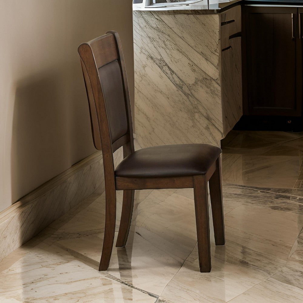 19" Padded Side Chair with Curved Backrest, Set of 2, Brown By Casagear Home