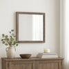 Transitional Mirror | Square Wood Frame | Textured Details | Brown