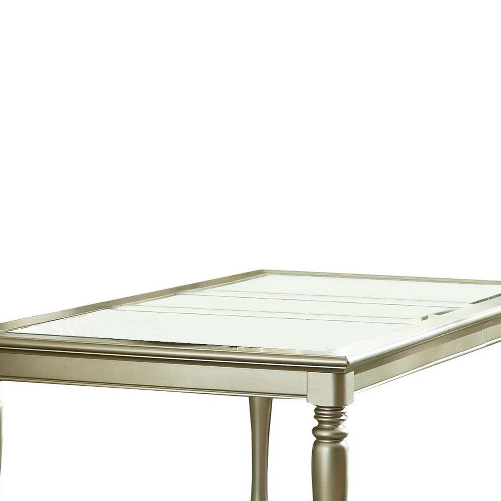 Rectangular Dining Table | Wood | Glass Top Inserts | Turned Legs | Gold