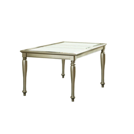 Rectangular Dining Table | Wood | Glass Top Inserts | Turned Legs | Gold