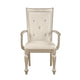 Wooden Set of 2 Arm Chairs with Crystal Tufted Leatherette Backrest, Silver
