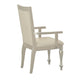 Wooden Set of 2 Arm Chairs with Crystal Tufted Leatherette Backrest, Silver
