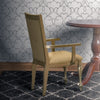 Wooden Set of 2 Arm Chairs with Crystal Tufted Leatherette Backrest, Silver