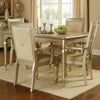 Wooden Set of 2 Arm Chairs with Crystal Tufted Leatherette Backrest, Silver