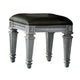 Vanity Stool | Wood | Faux Leather Seat | Faux Crystal Accents | Gray BM220011
