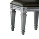 Vanity Stool | Wood | Faux Leather Seat | Faux Crystal Accents | Gray BM220011