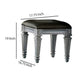 Vanity Stool | Wood | Faux Leather Seat | Faux Crystal Accents | Gray BM220011