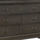 Transitional Wooden Dresser with 6 Drawers and Metal Handles Gray BM220035