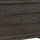 Transitional Wooden Dresser with 6 Drawers and Metal Handles, Gray